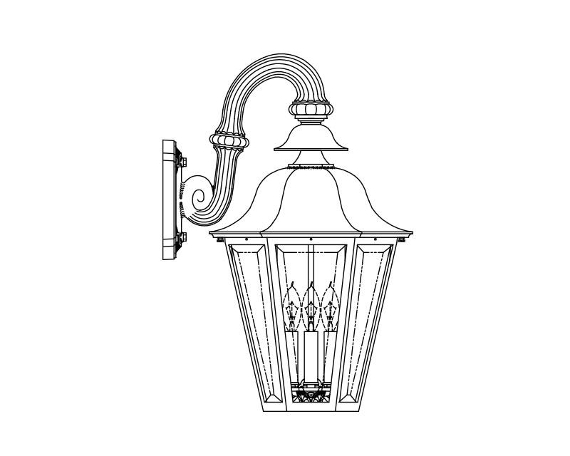 Manor, Large, aluminum, Wall Mount, Clear acrylic, (3) 25W B10, 120V